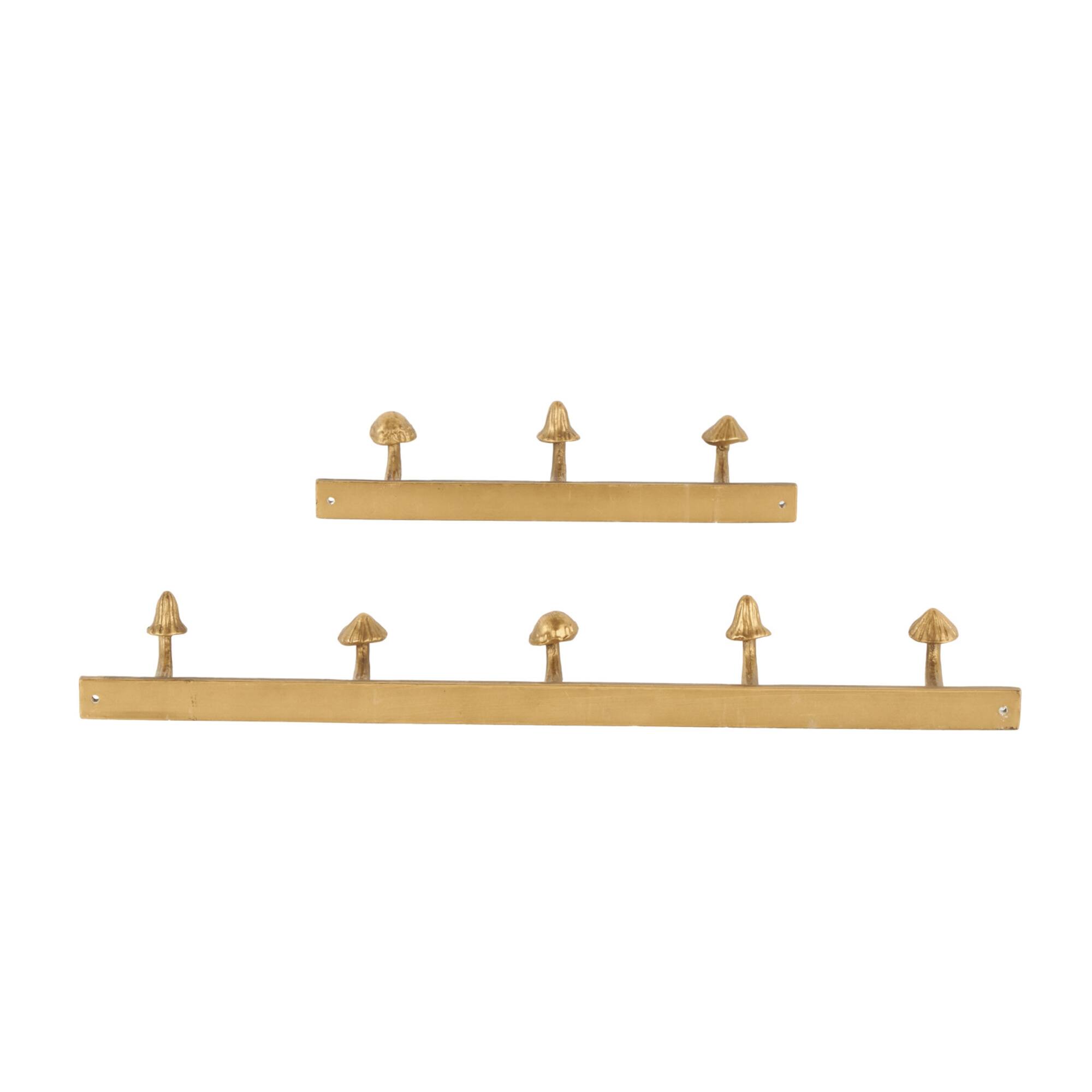 Gold Metal Mushroom 8 Hanger Wall Hook Set, 2ct.